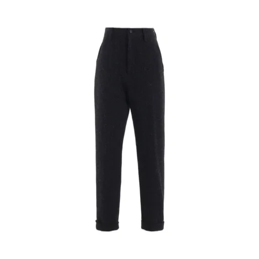 Tweed Cloth Cuffed Hem Pants