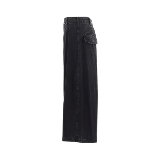 Permanganate Bleached Denim Backside Flared Wide Pants