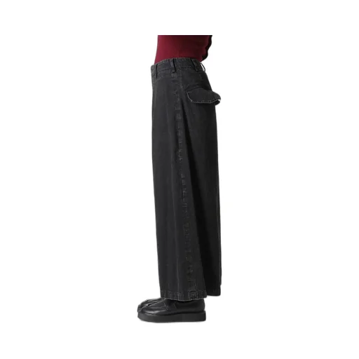 Permanganate Bleached Denim Backside Flared Wide Pants