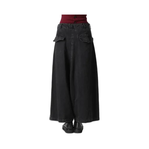 Permanganate Bleached Denim Backside Flared Wide Pants