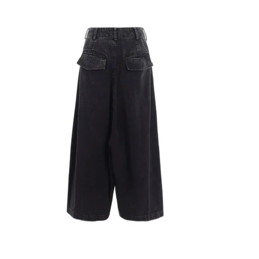 Permanganate Bleached Denim Backside Flared Wide Pants