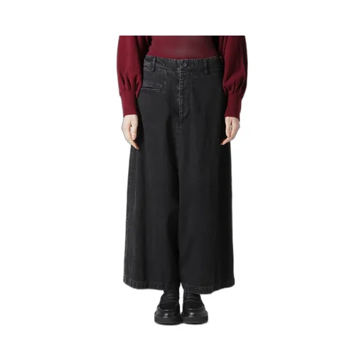 Permanganate Bleached Denim Backside Flared Wide Pants