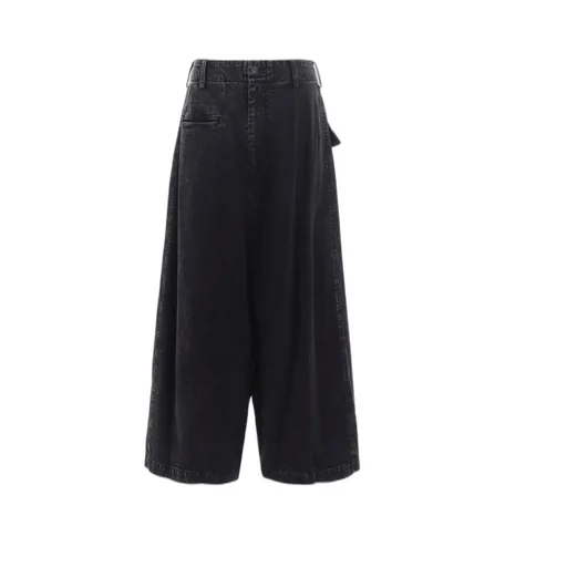 Permanganate Bleached Denim Backside Flared Wide Pants