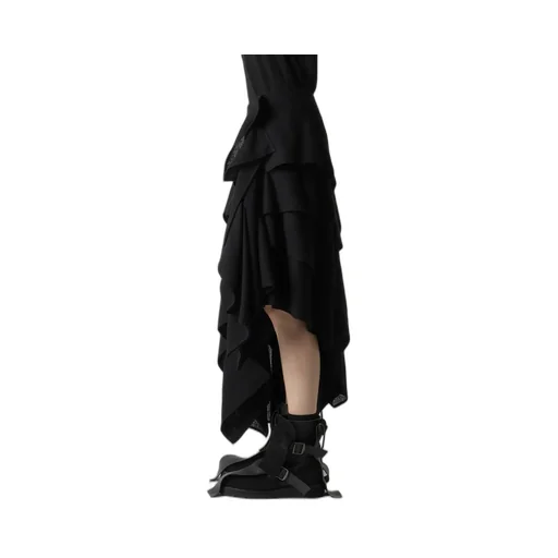 Wool Gauze Tucked Stitch D Skirt