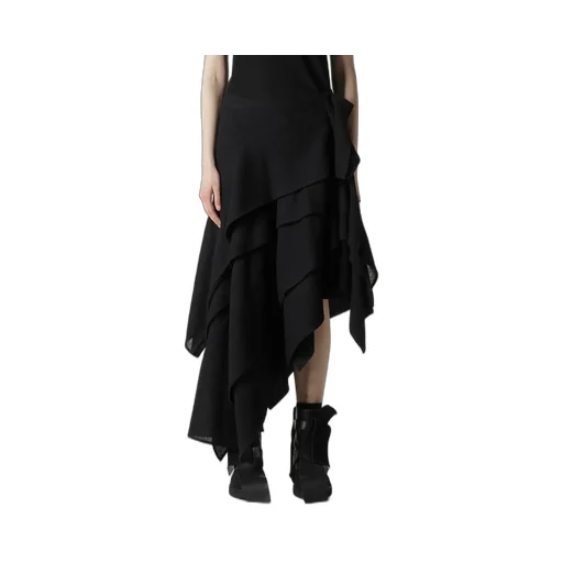 Wool Gauze Tucked Stitch D Skirt