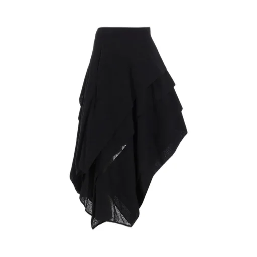 Wool Gauze Tucked Stitch D Skirt