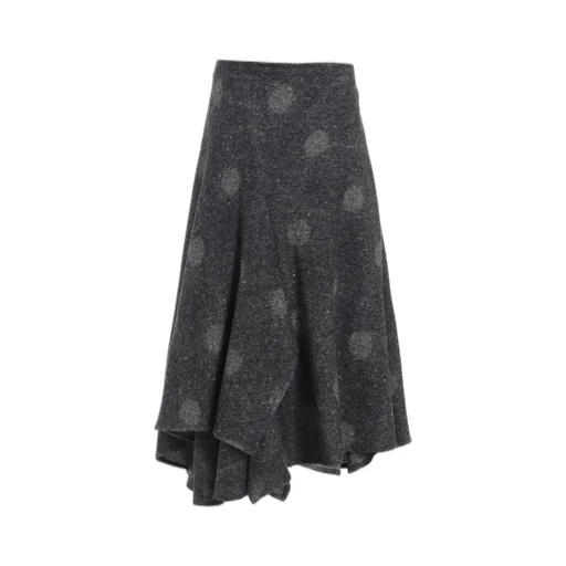 Wool Shadow Dot R Gathered Skirt