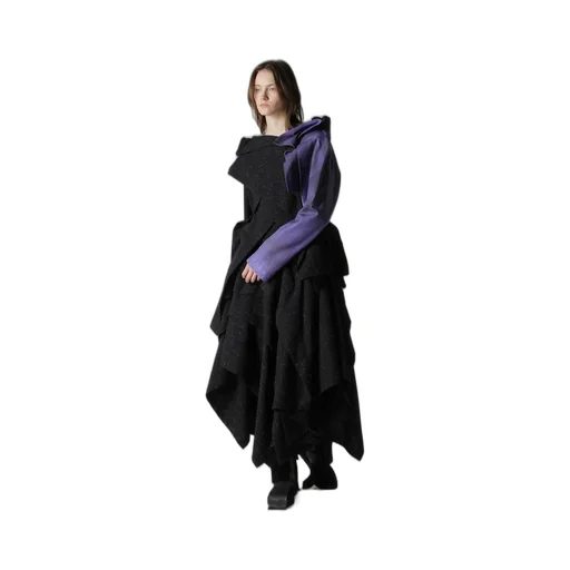 Woolen Tweed R Draped Tuck St Skirt