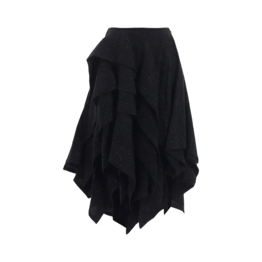 Woolen Tweed R Draped Tuck St Skirt