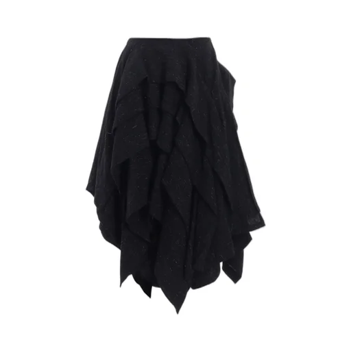Woolen Tweed R Draped Tuck St Skirt