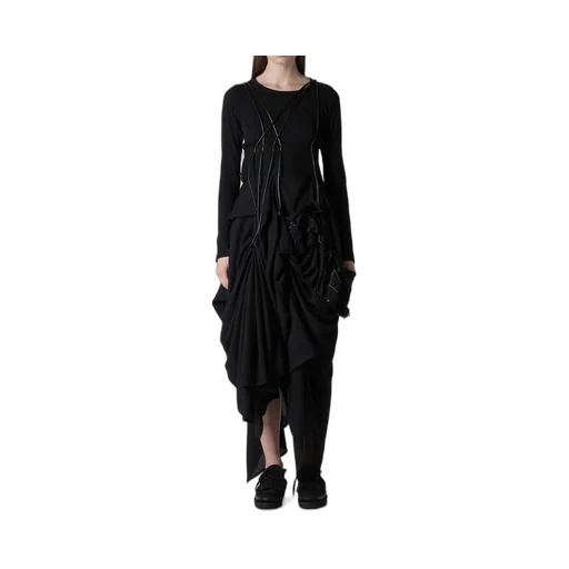 Flannel Box D Gathered Suspender Skirt