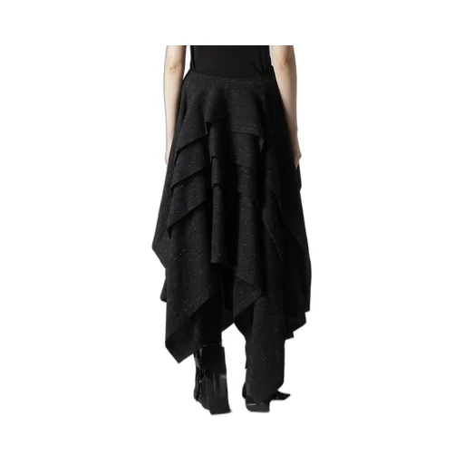 Woolen Tweed R Draped Tuck St Skirt
