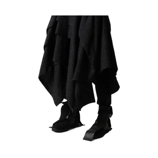 Woolen Tweed R Draped Tuck St Skirt