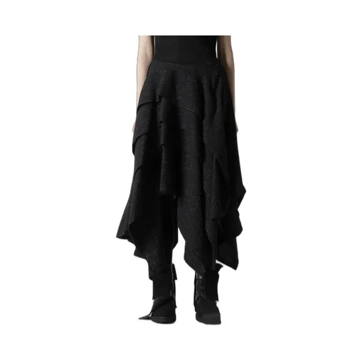 Woolen Tweed R Draped Tuck St Skirt