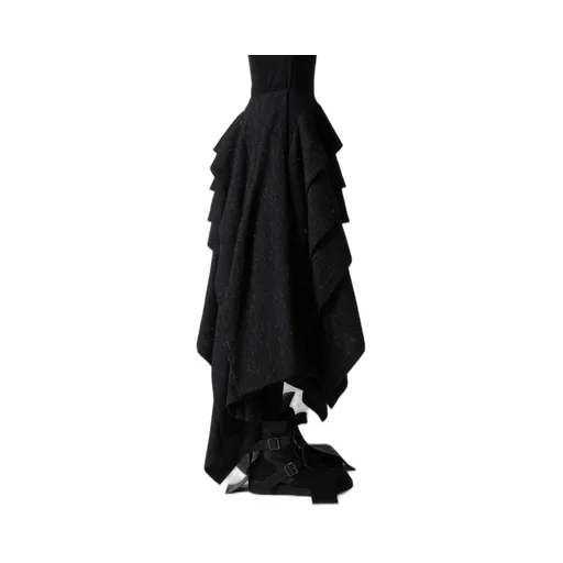 Woolen Tweed R Draped Tuck St Skirt