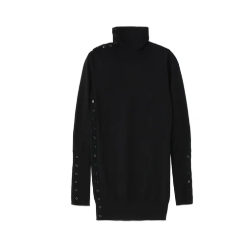 Standard Soft W/Washable Plain Stitch Side Buttoned Turtle Knitwear