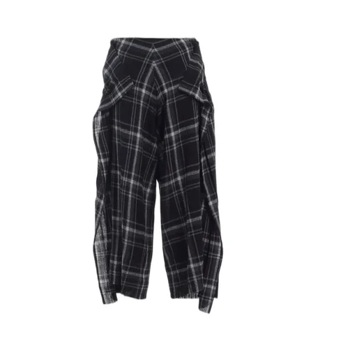 Plaid Pattern Pleats Pants