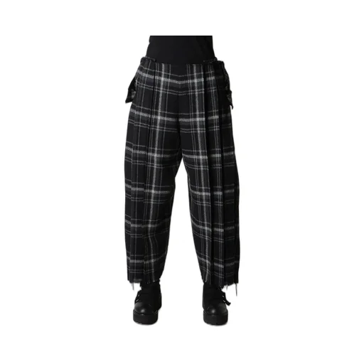 Plaid Pattern Pleats Pants