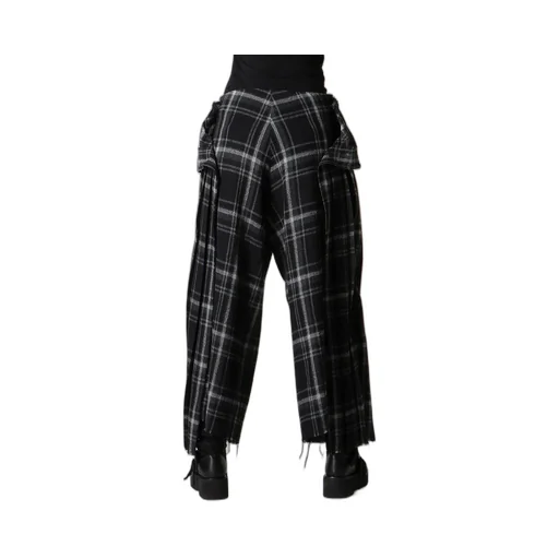 Plaid Pattern Pleats Pants