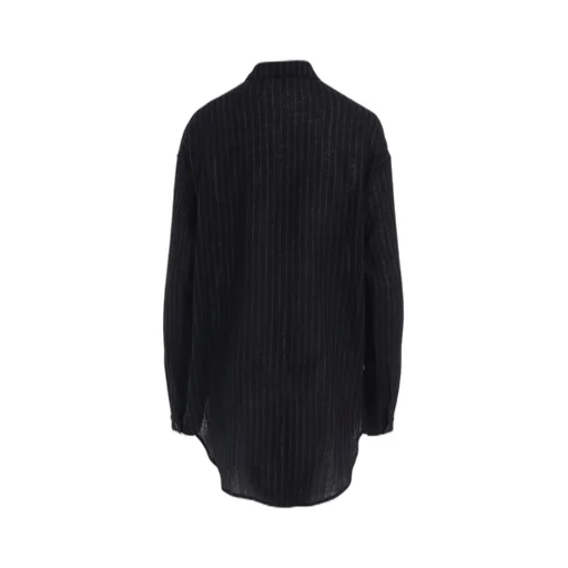 Stripe Gauze Neck Tuck Shirt