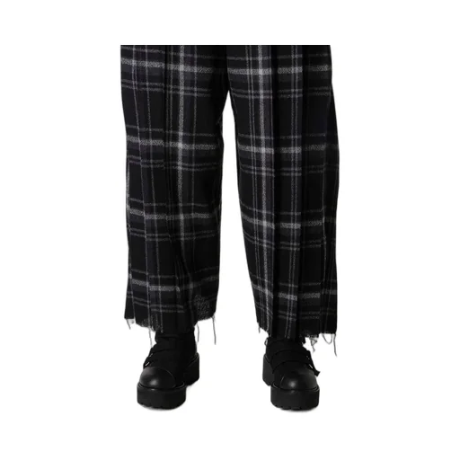 Plaid Pattern Pleats Pants