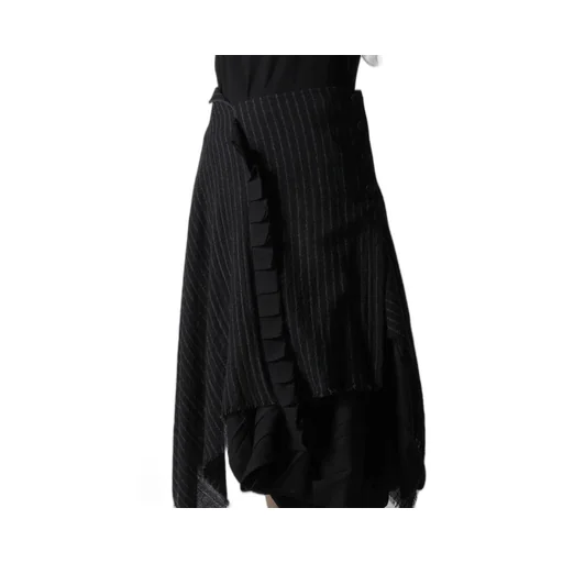 Stripe Gauze Pleats Conbination Skirt