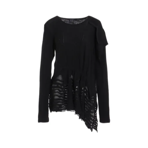 Frilled Jacquard Gather Asymmetry T-Shirt