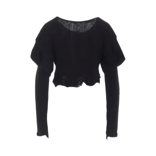 Frilled Jacquard Puff Cardigan