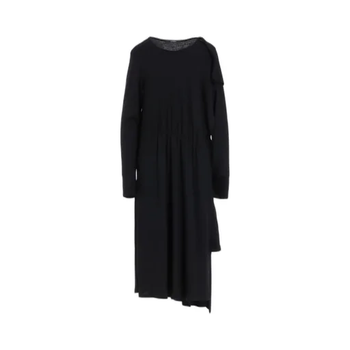 Wool Smooth Gather Asymmetry Dress