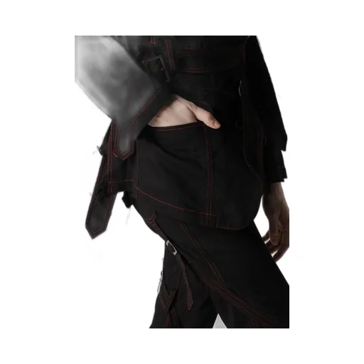 Black Denim Belted Jacket