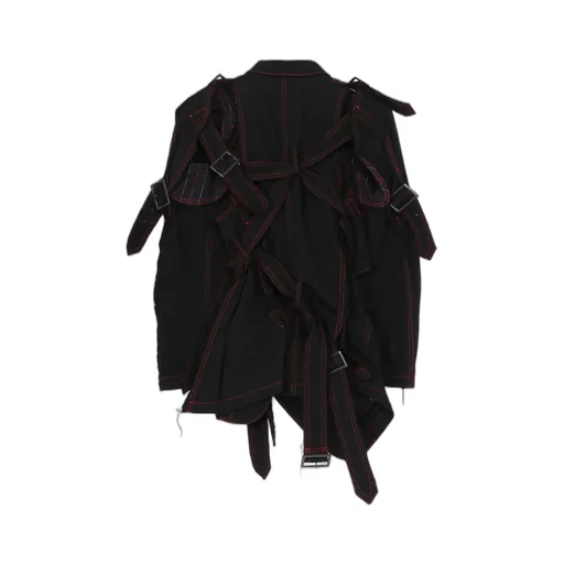 Black Denim Belted Jacket