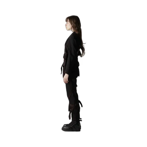 Black Denim Belted Jacket