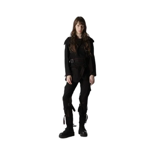 Black Denim Belted Jacket