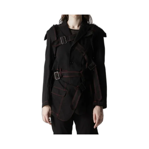 Black Denim Belted Jacket
