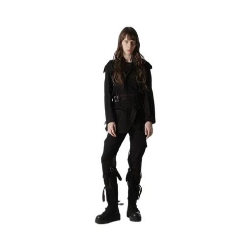 Black Denim Belted Pants