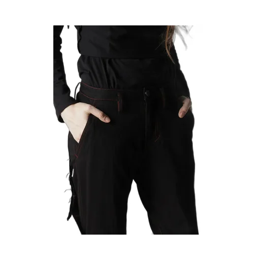 Black Denim Belted Pants