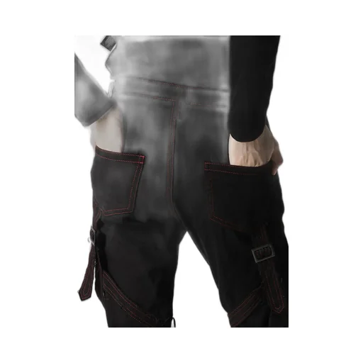 Black Denim Belted Pants