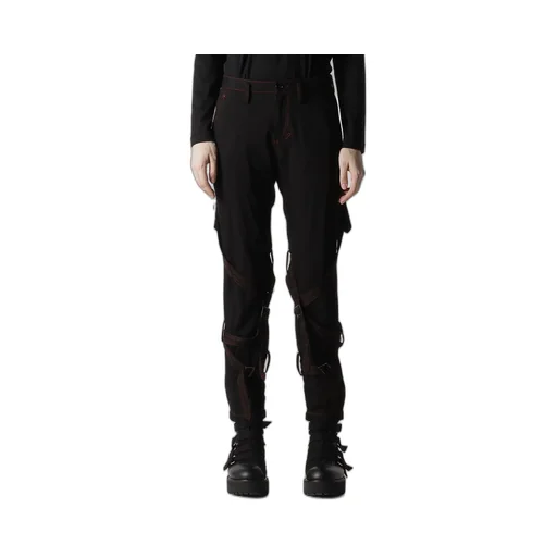 Black Denim Belted Pants