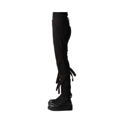 Black Denim Belted Pants