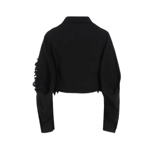 Damaged Denim Designed Sleeve Jacket