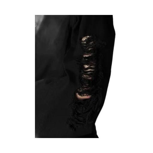 Damaged Denim Designed Sleeve Jacket