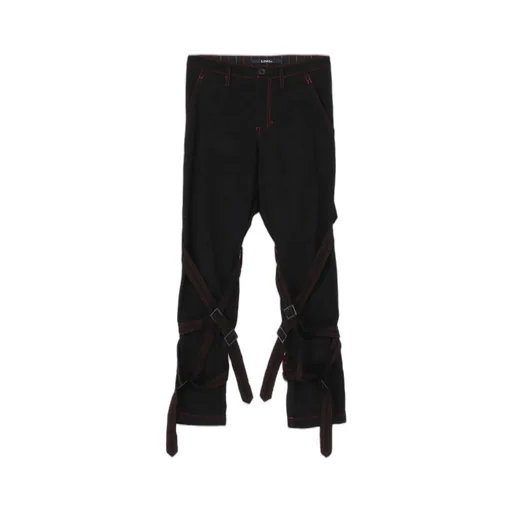 Black Denim Belted Pants