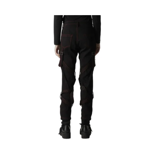Black Denim Belted Pants