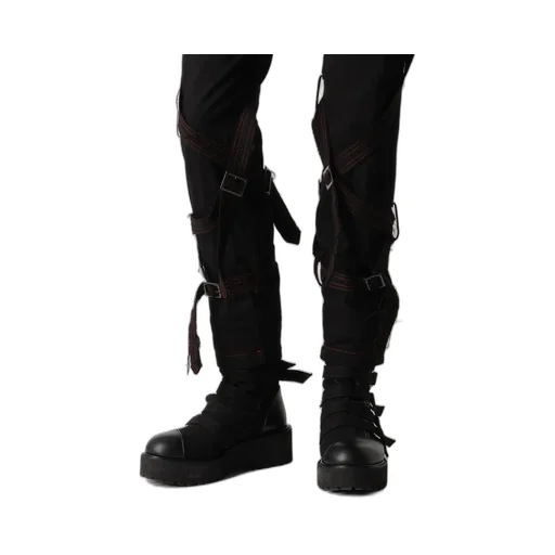 Black Denim Belted Pants