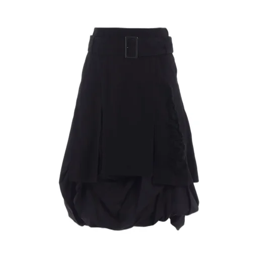 Damaged Denim Belt Balloon Skirt