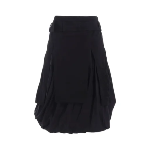 Damaged Denim Belt Balloon Skirt
