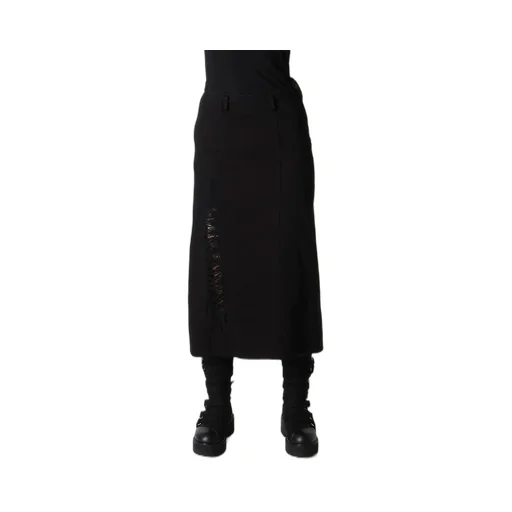 Dameged Denim Paneled Skirt