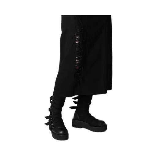 Dameged Denim Paneled Skirt
