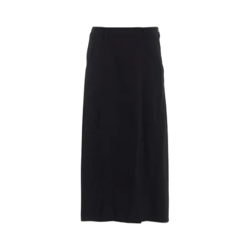 Dameged Denim Paneled Skirt