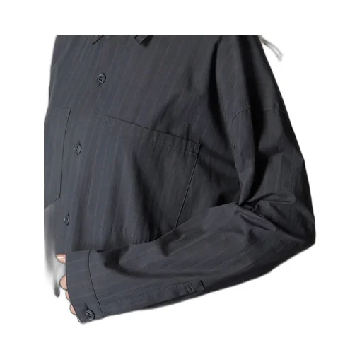 Grey Stripe Double Collar Shirt